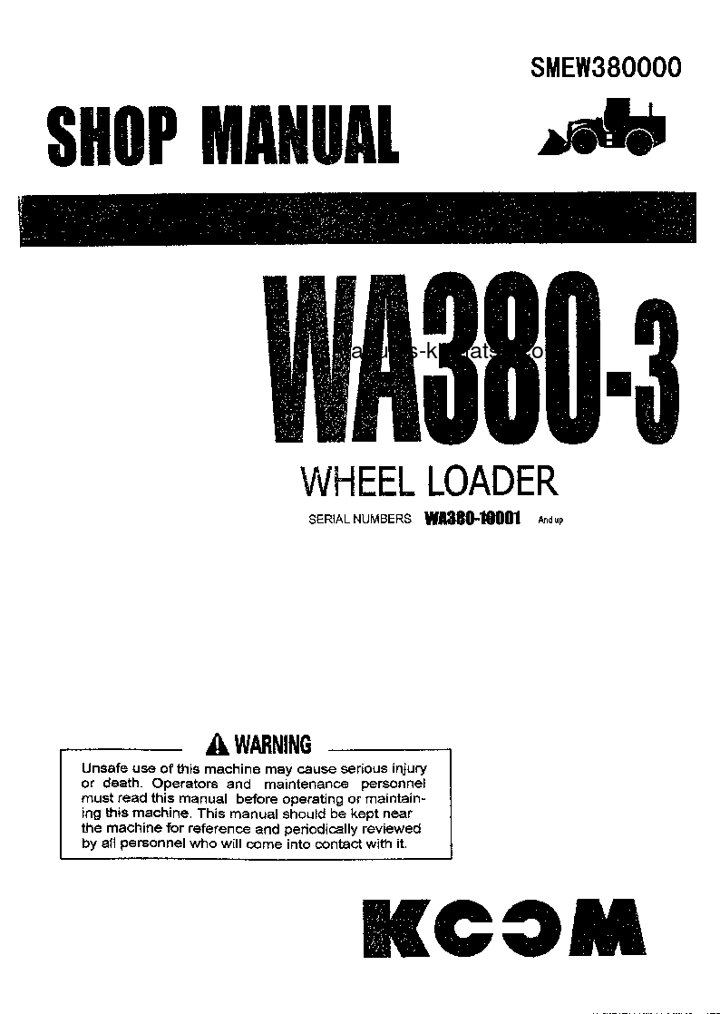 WA380-3(CHN) S/N 10001-UP Shop (repair) manual (English)