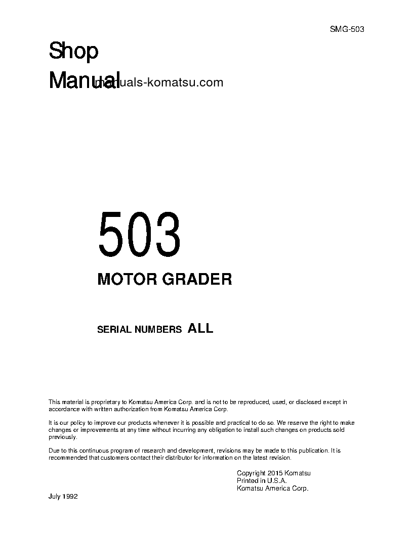 503 S/N 01001-05100 Shop (repair) manual (English)