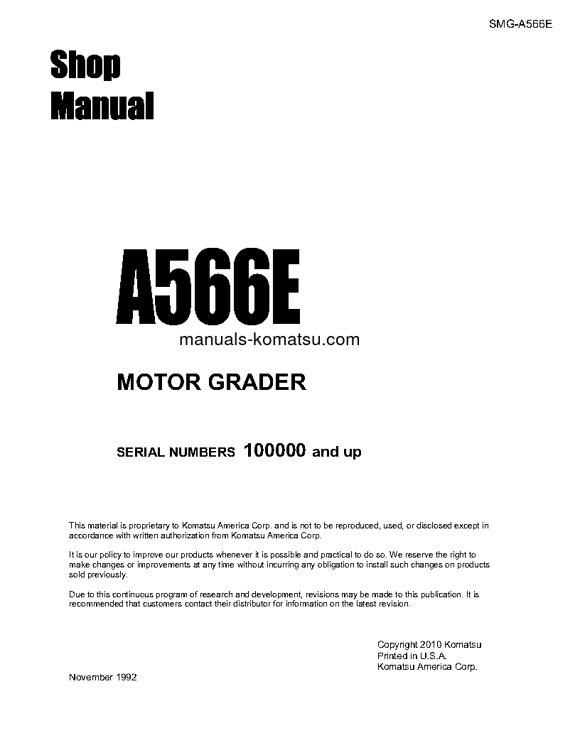 A566E S/N 100000-UP Shop (repair) manual (English)