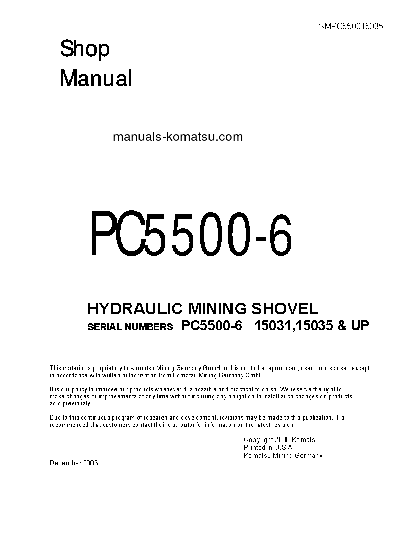 PC5500-6(DEU) S/N 15031 Shop (repair) manual (English)