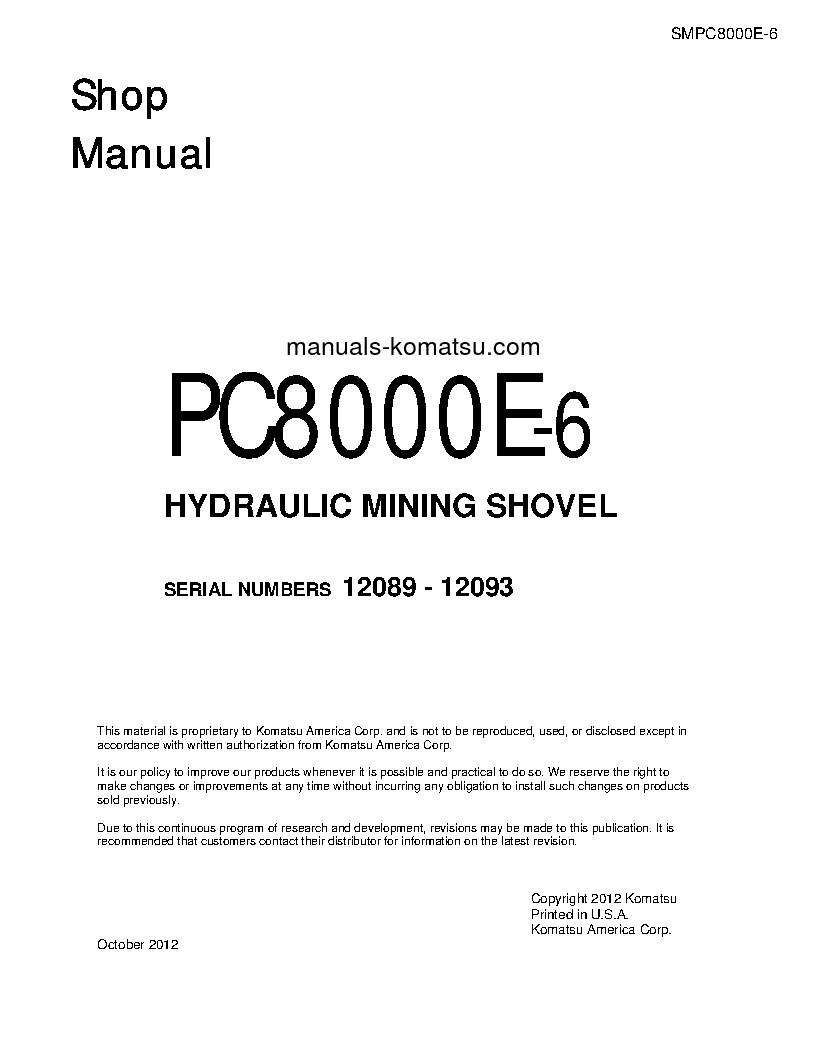 PC8000-6(DEU) S/N 12089-12093 Shop (repair) manual (English)