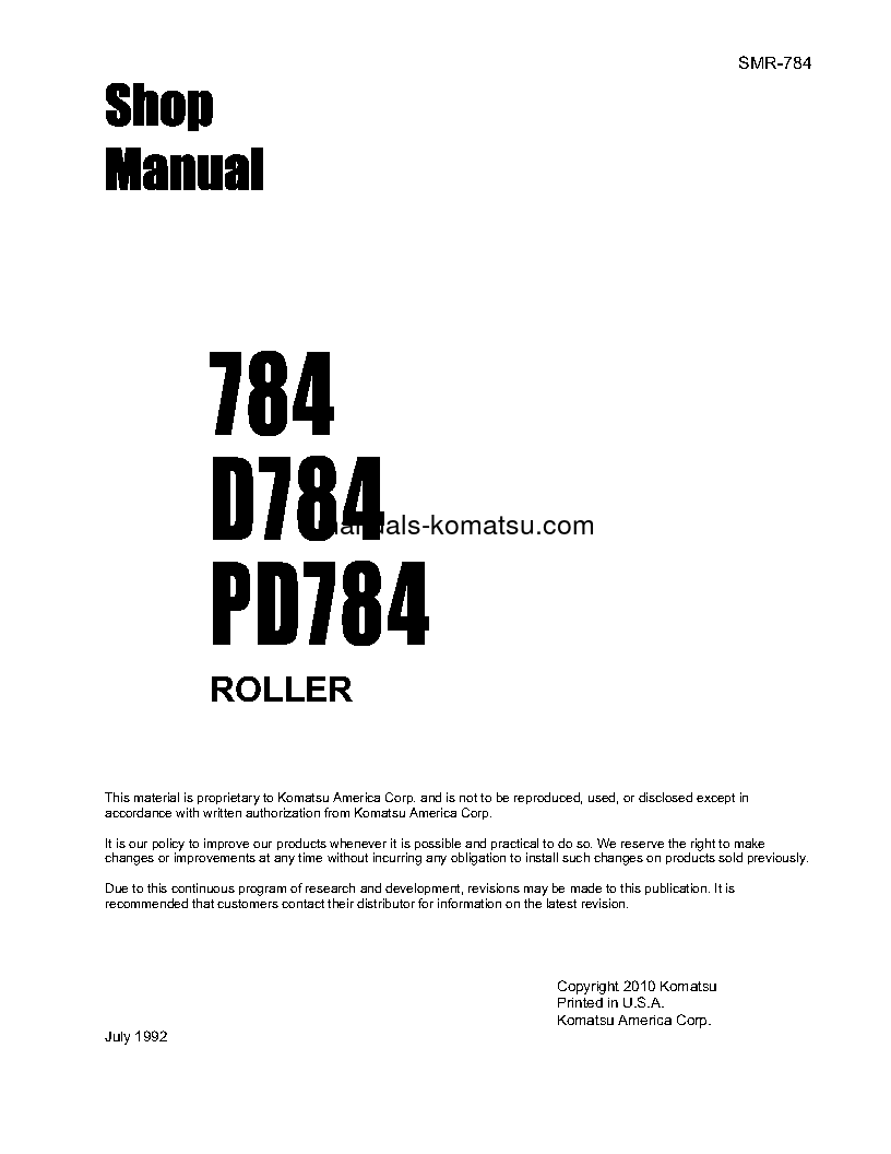 784 S/N 452000-UP Shop (repair) manual (English)