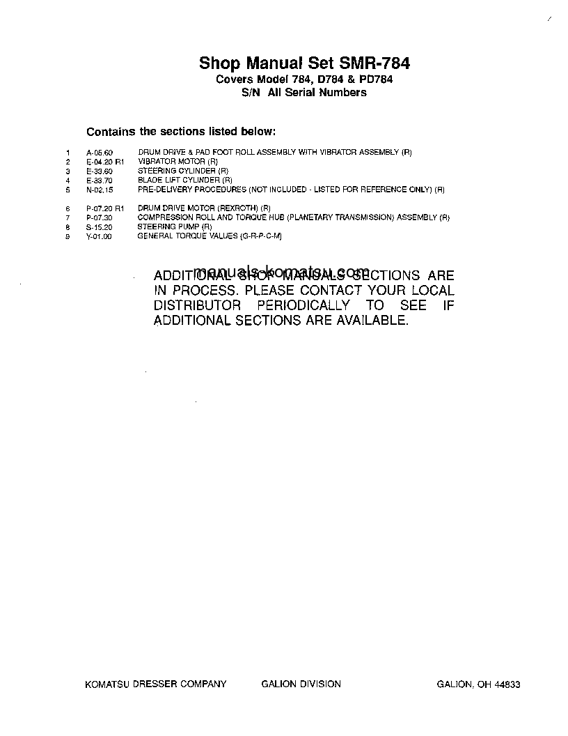 Protected: 784 S/N 452000-UP Shop (repair) manual (English)