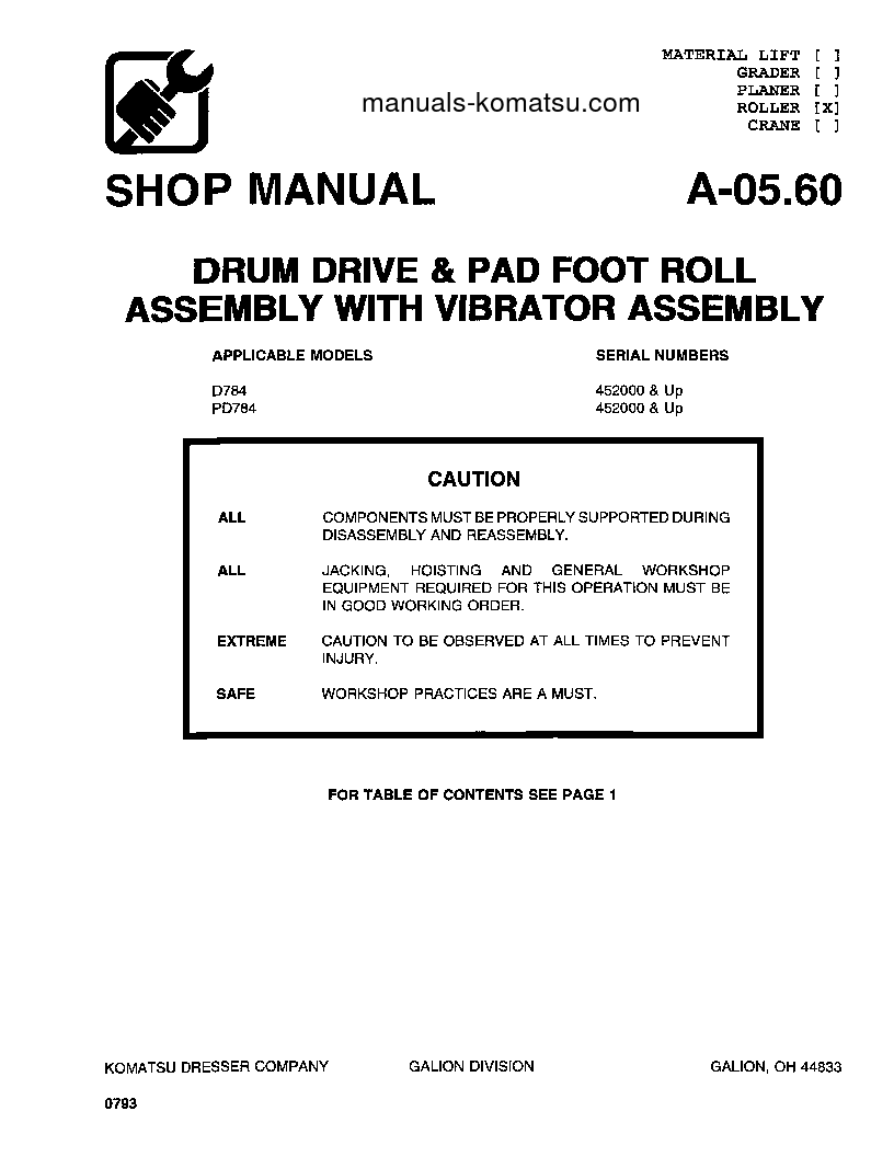 Protected: 784 S/N 452000-UP Shop (repair) manual (English)