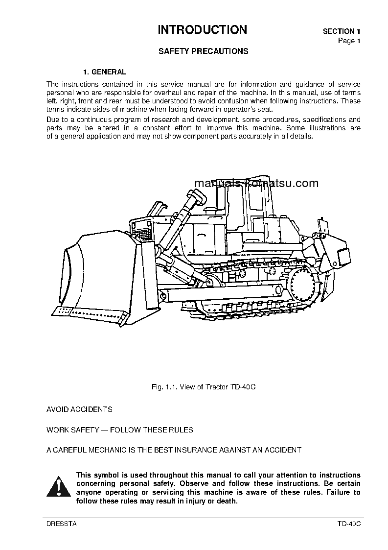 Protected: TD-40C S/N 1501-UP Shop (repair) manual (English)
