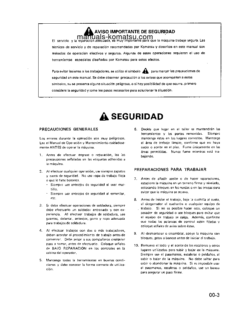 Protected: WD420-1(JPN) S/N 10101-UP Shop (repair) manual (Spanish)