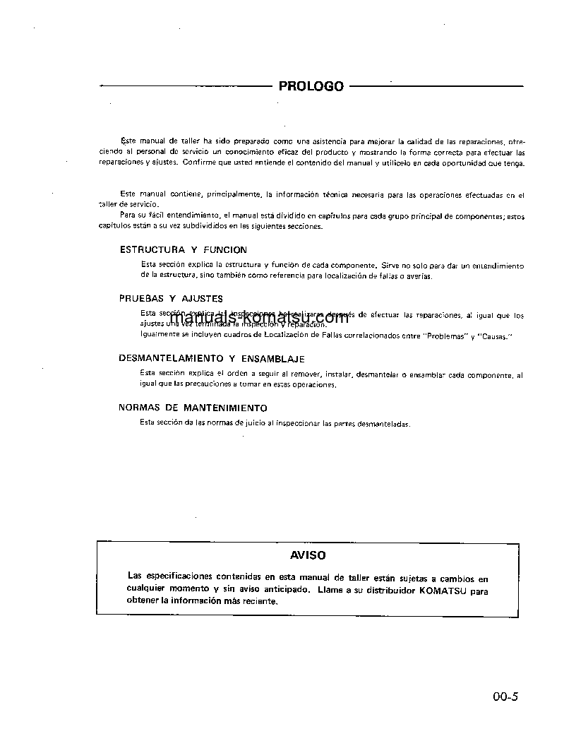 Protected: WD420-1(JPN) S/N 10101-UP Shop (repair) manual (Spanish)