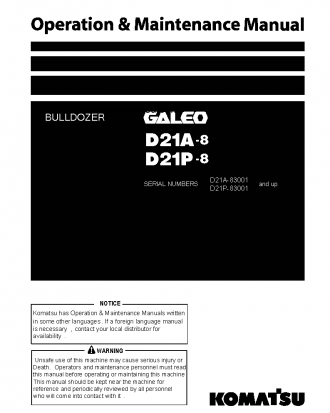 D21P-8(JPN) S/N 83001-UP Operation manual (English)