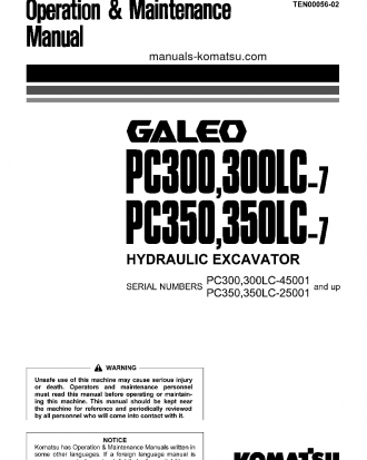 PC300LC-7(JPN)-SEGMENT- MONITOR S/N 45001-UP Operation manual (English)