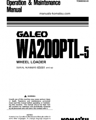 WA200PTL-5(JPN) S/N 65001-UP Operation manual (English)