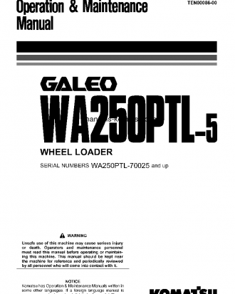WA250PTL-5(JPN) S/N 70025-UP Operation manual (English)