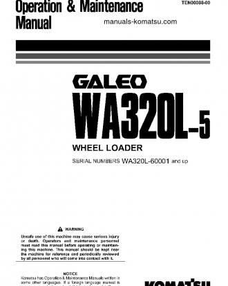 WA320L-5(JPN) S/N 60001-UP Operation manual (English)