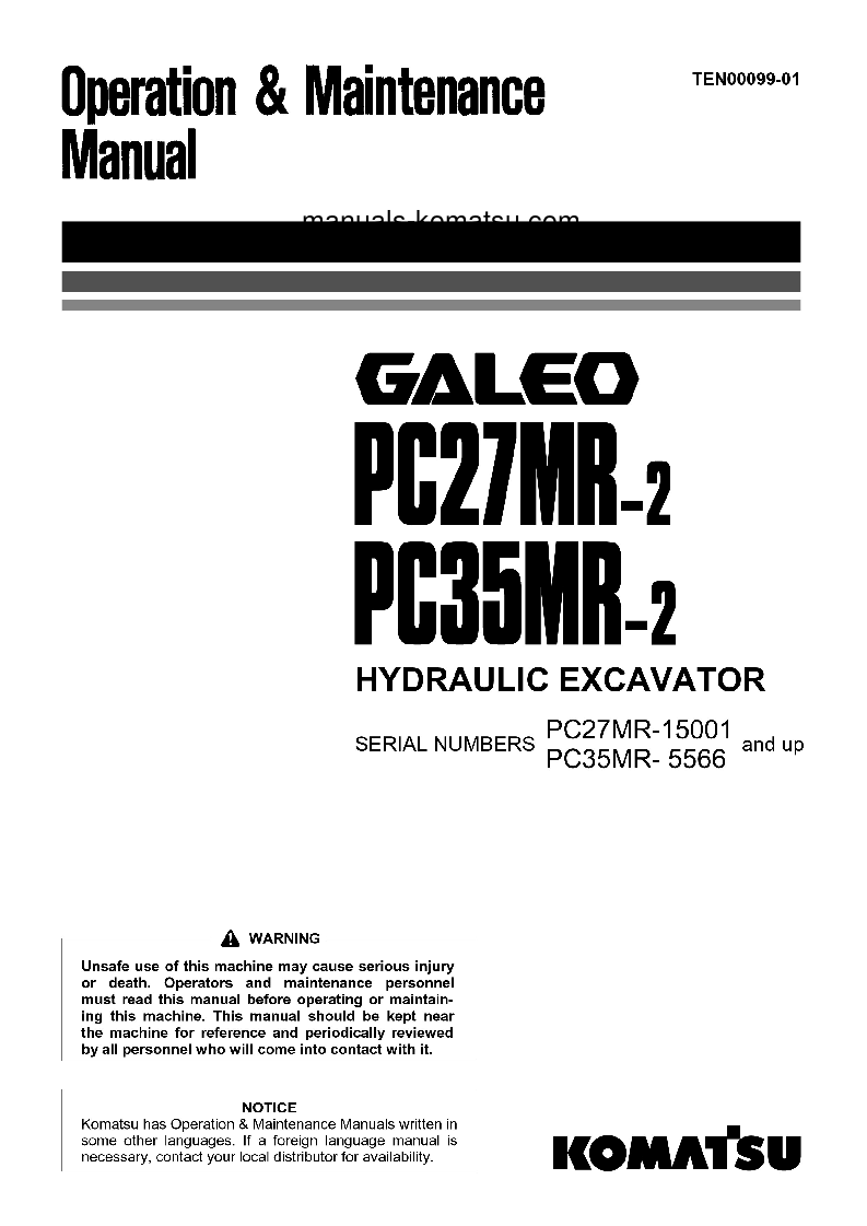 PC35MR-2(JPN)-CAB S/N 5566-6735 Operation manual (English)