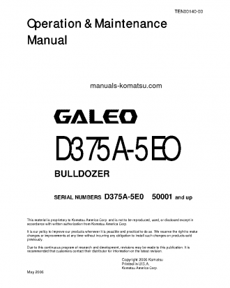 D375A-5(JPN)-E0 S/N 50001-50064 Operation manual (English)