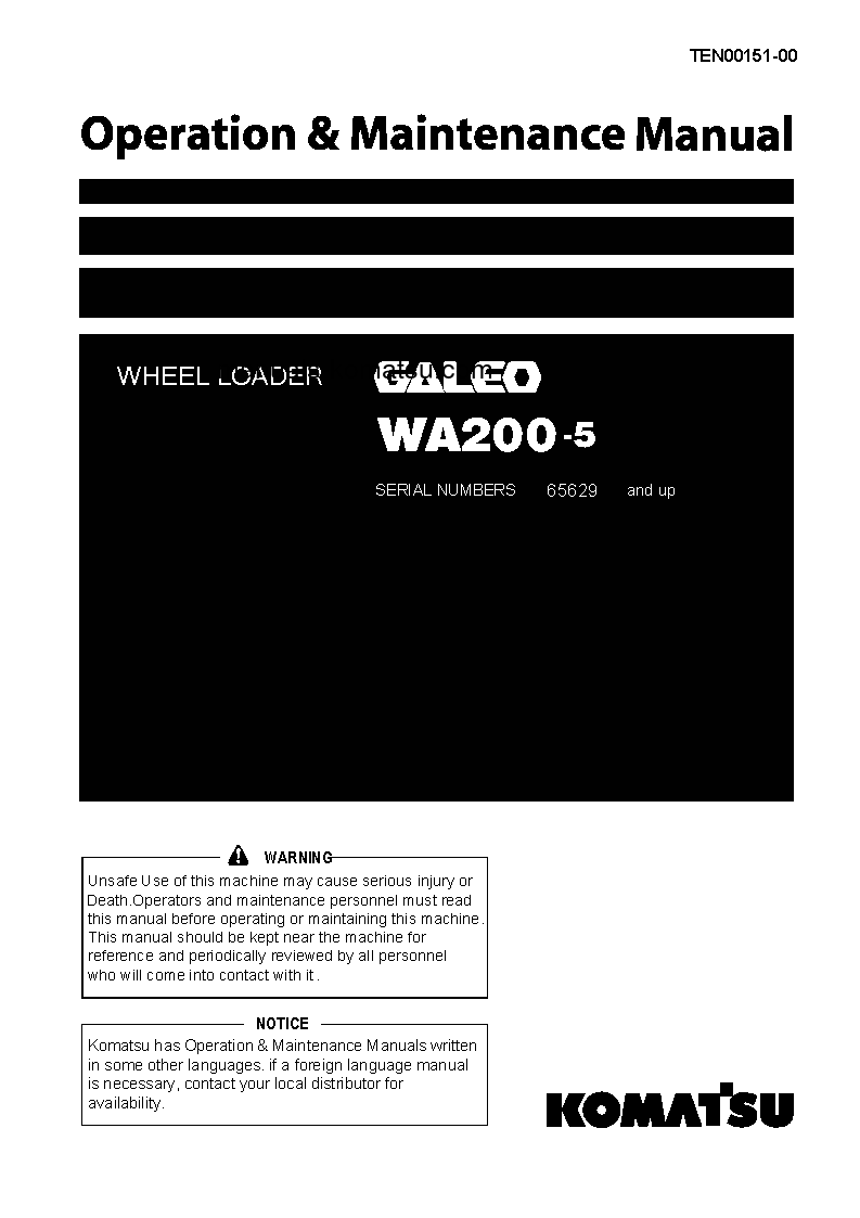 WA200-5(JPN) S/N 65629-UP Operation manual (English)