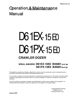 D61EX-15(BRA)-E0 S/N B45001-UP Operation manual (English)