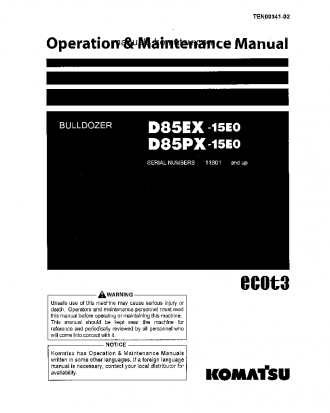 D85PX-15(JPN)-E0 S/N 11601-11641 Operation manual (English)
