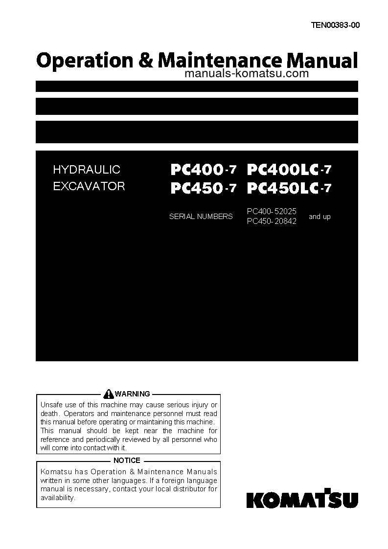 PC400-7(JPN)-7-SEGMENT- MONITOR S/N 52025-UP Operation manual (English)