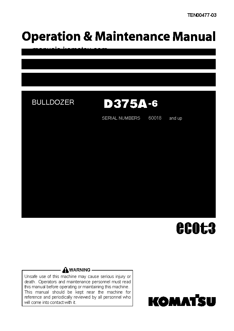 D375A-6(JPN) S/N 60018-60533 Operation manual (English)