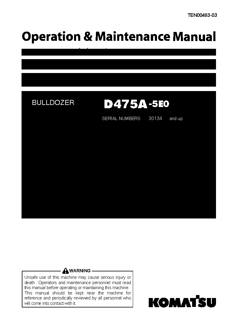 D475A-5(JPN)-E0 S/N 30134-UP Operation manual (English)