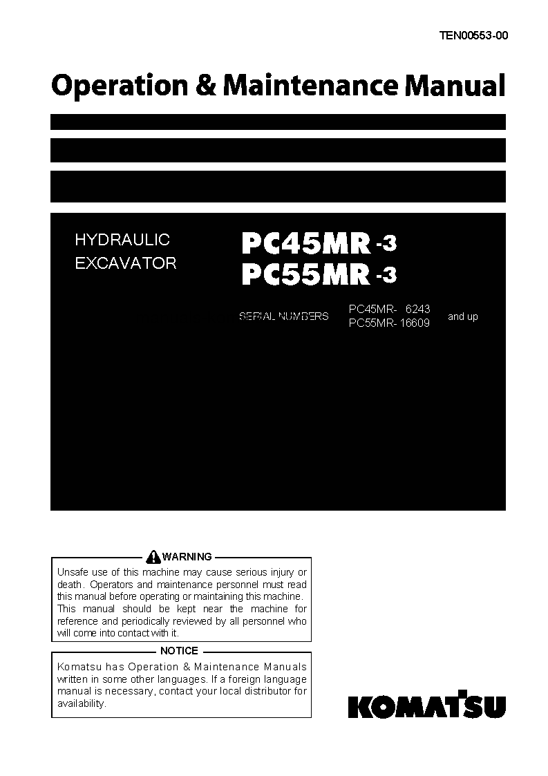 PC55MR-3(JPN) S/N 16609-18000 Operation manual (English)