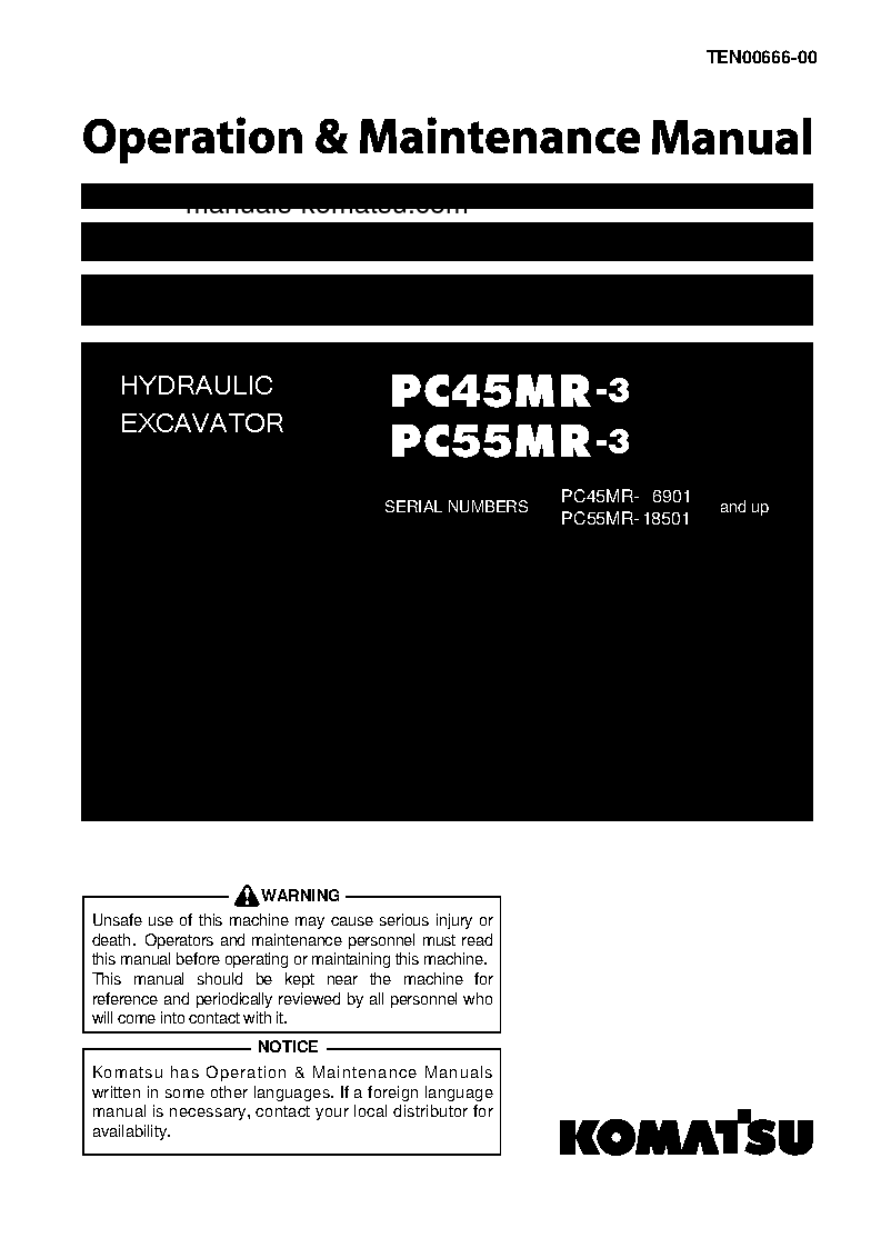 PC55MR-3(JPN) S/N 18501-UP Operation manual (English)