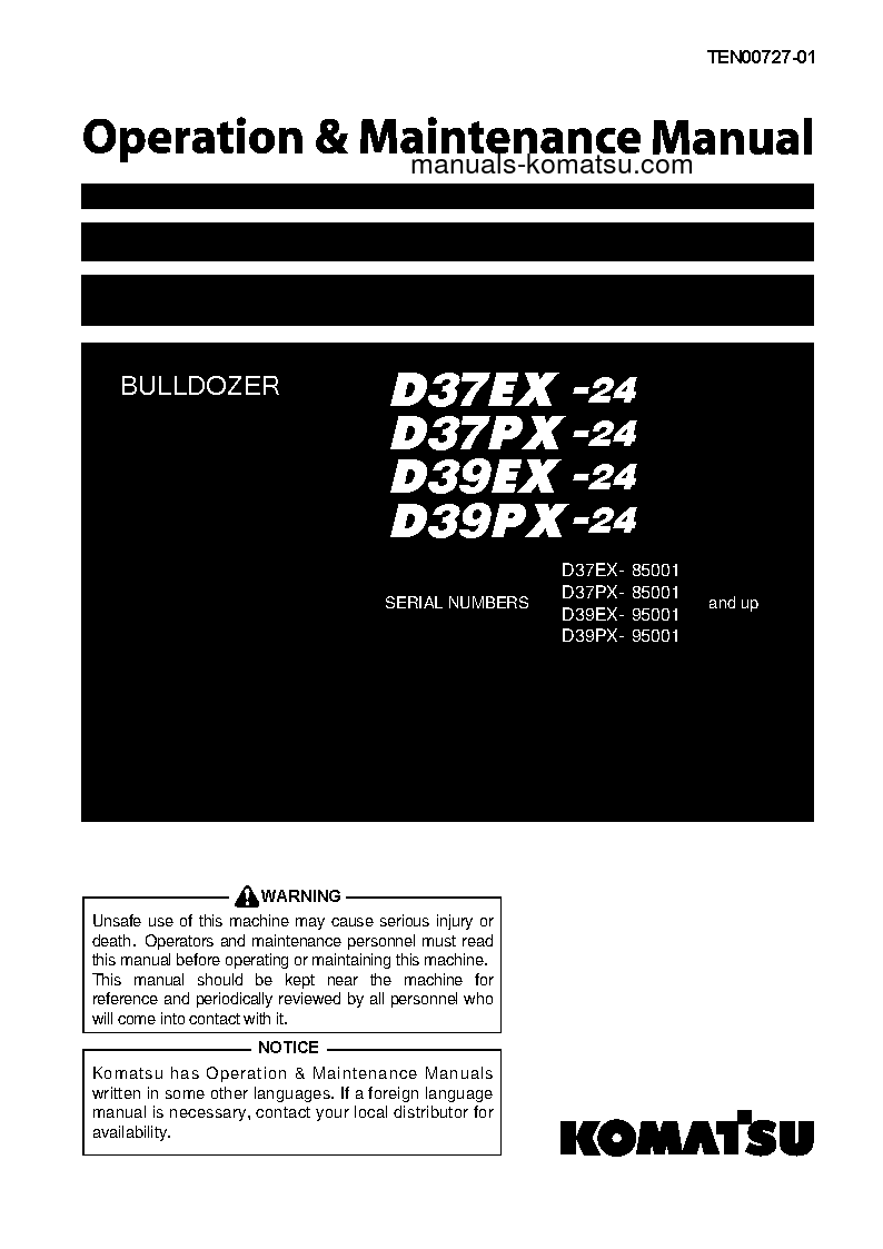 D37PX-24(JPN) S/N 85001-UP Operation manual (English)