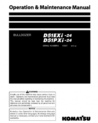 D51PXI-24(JPN) S/N 10597-10678 Operation manual (English)