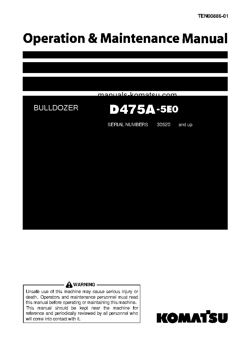 D475A-5(JPN)-E0 S/N 30520-UP Operation manual (English)