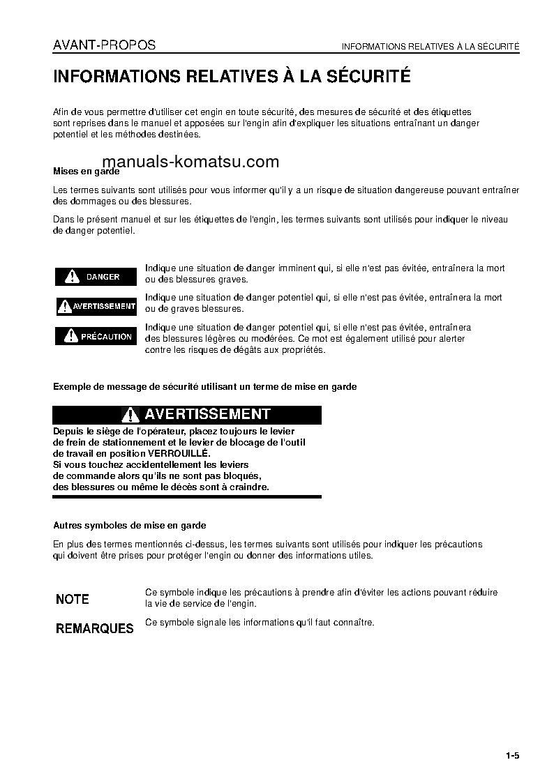 Protected: D85PX-15(JPN) S/N 1109-UP Operation manual (French)