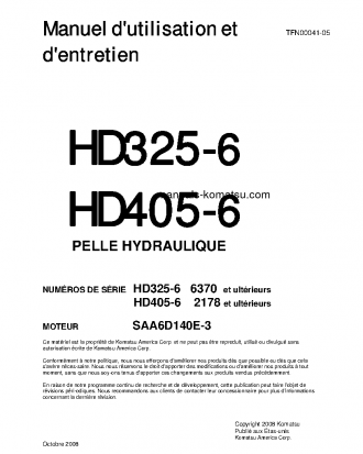 HD325-6(JPN) S/N 6370-UP Operation manual (French)