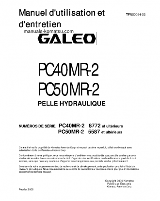 PC40MR-2(JPN)-NA S/N 8772-UP Operation manual (French)