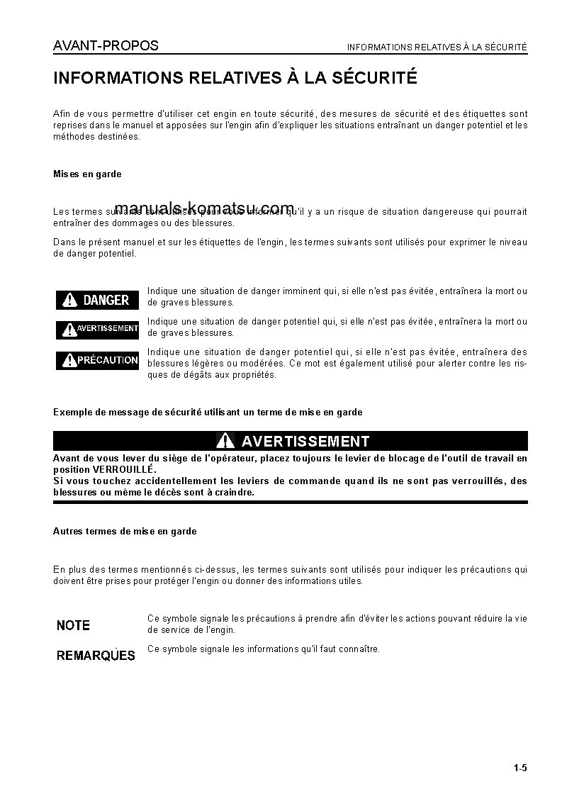 Protected: WA30-5(JPN) S/N 26001-UP Operation manual (French)