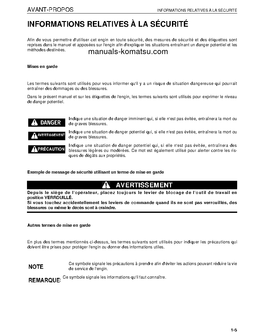 Protected: WA250L-5(JPN) S/N 70025-UP Operation manual (French)