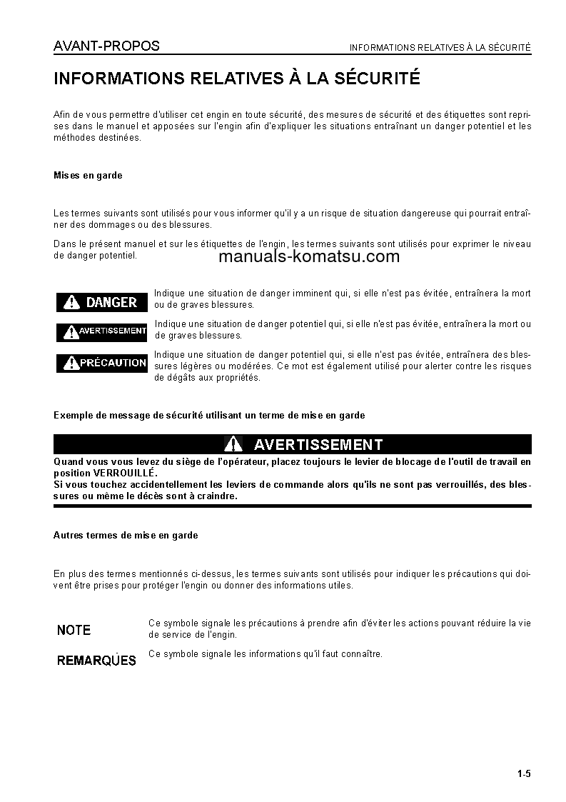 Protected: WA320L-5(JPN) S/N 60001-UP Operation manual (French)