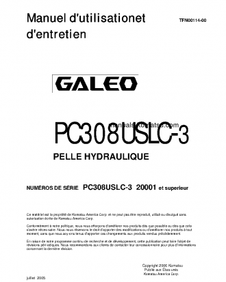 PC308USLC-3(JPN) S/N 20001-UP Operation manual (French)