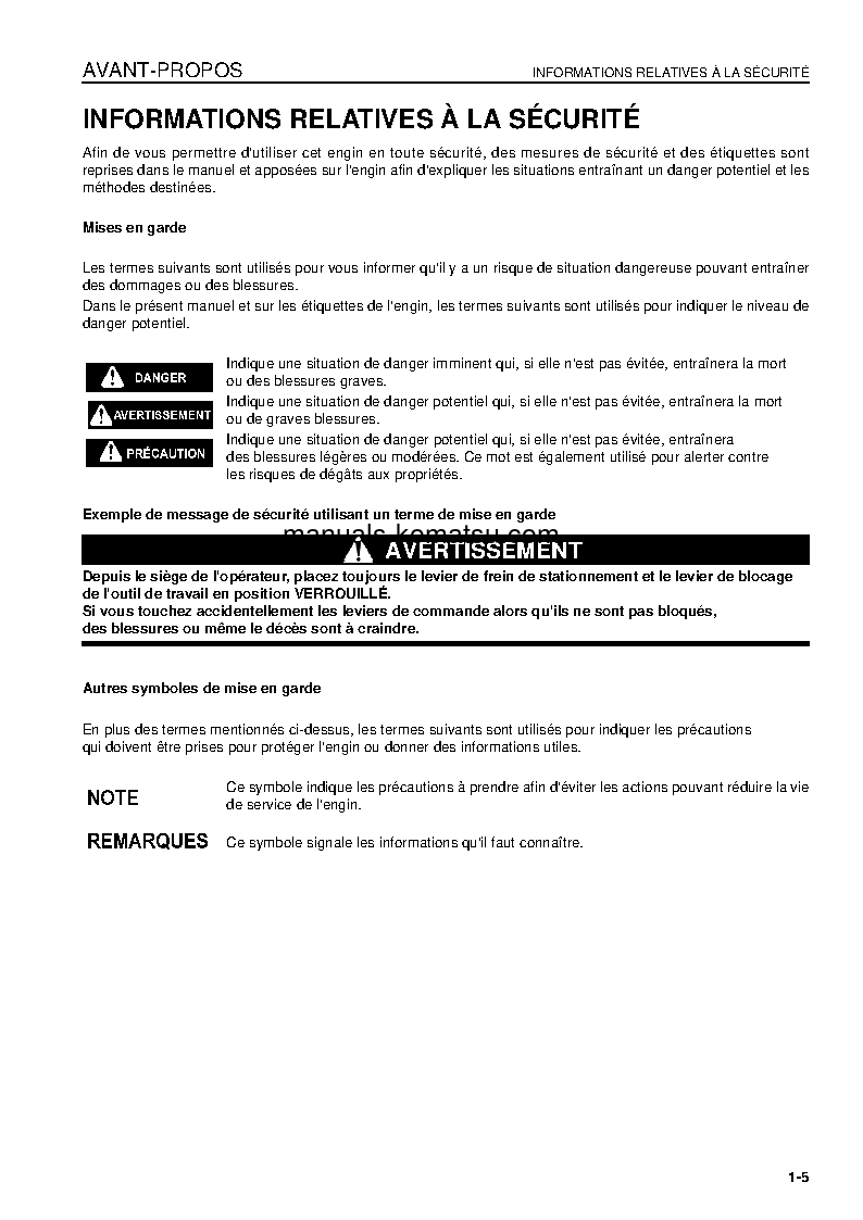 Protected: D475A-5(JPN)-E0 S/N 30001-UP Operation manual (French)