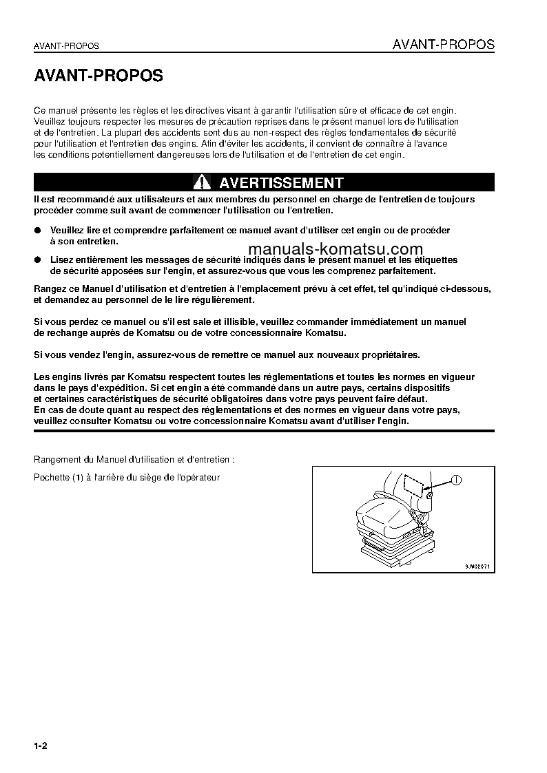 Protected: WA1200-3(JPN) S/N 50057-UP Operation manual (French)