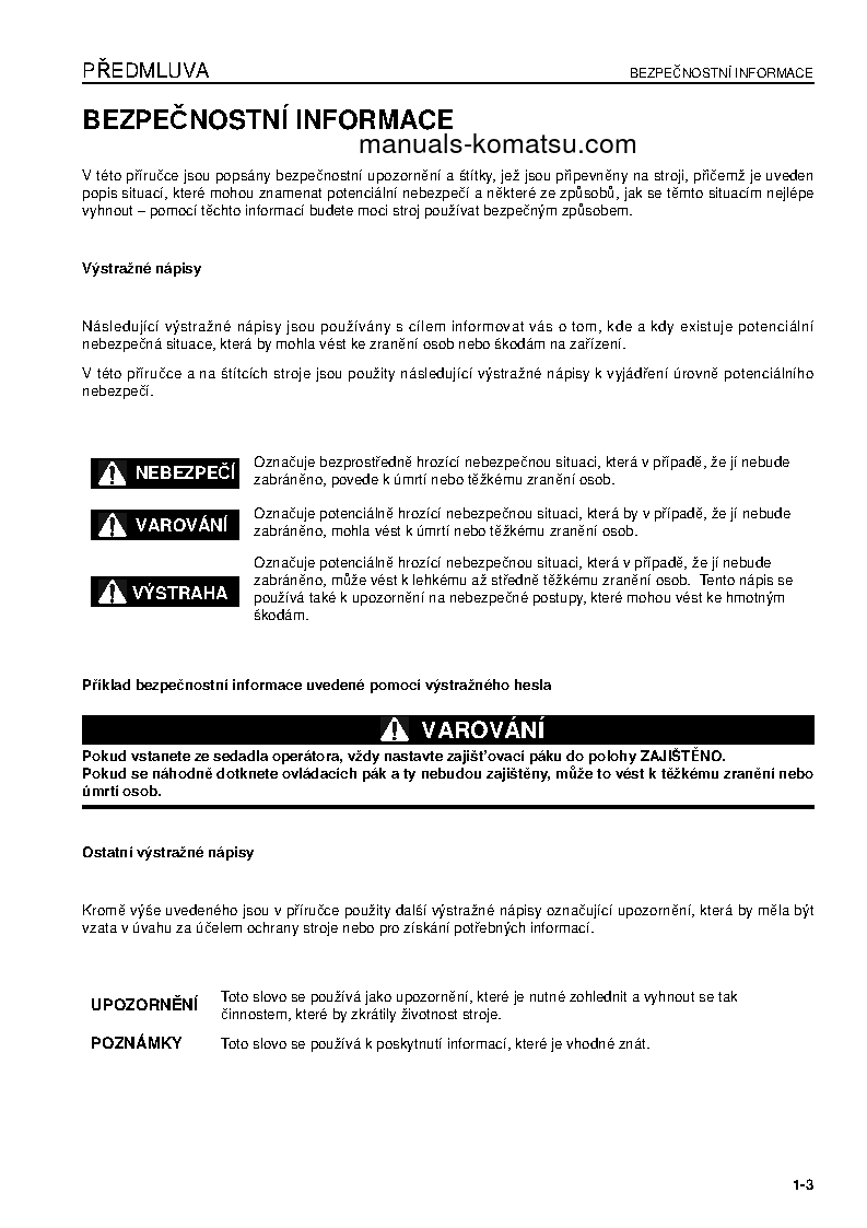 Protected: PC800-8(GBR)-E0 S/N K55001-UP Operation manual (Czech)