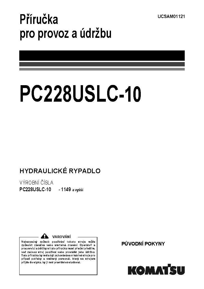 PC228USLC-10(GBR) S/N 1149-UP Operation manual (Czech)