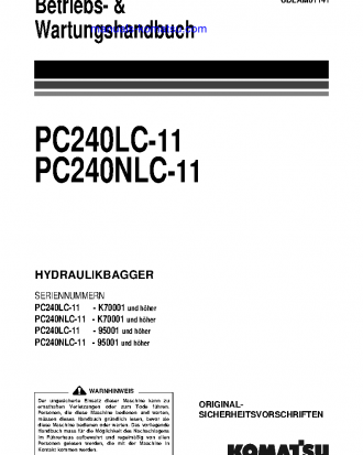 PC240LC-11(GBR) S/N 95001-UP Operation manual (German)