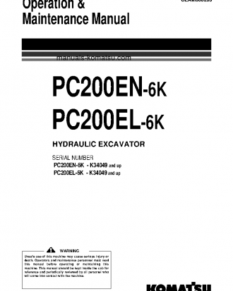 PC200EN-6(GBR)-K S/N K34049-UP Operation manual (English)