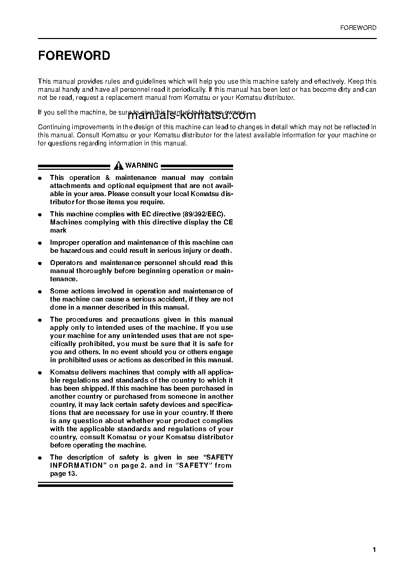 Protected: PC180LC-6(GBR)-K S/N K34014-UP Operation manual (English)