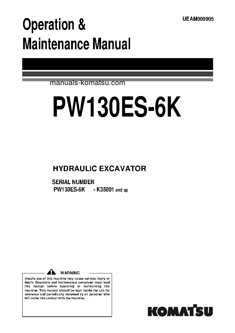 PW130ES-6(GBR)-K S/N K35001-UP Operation manual (English)