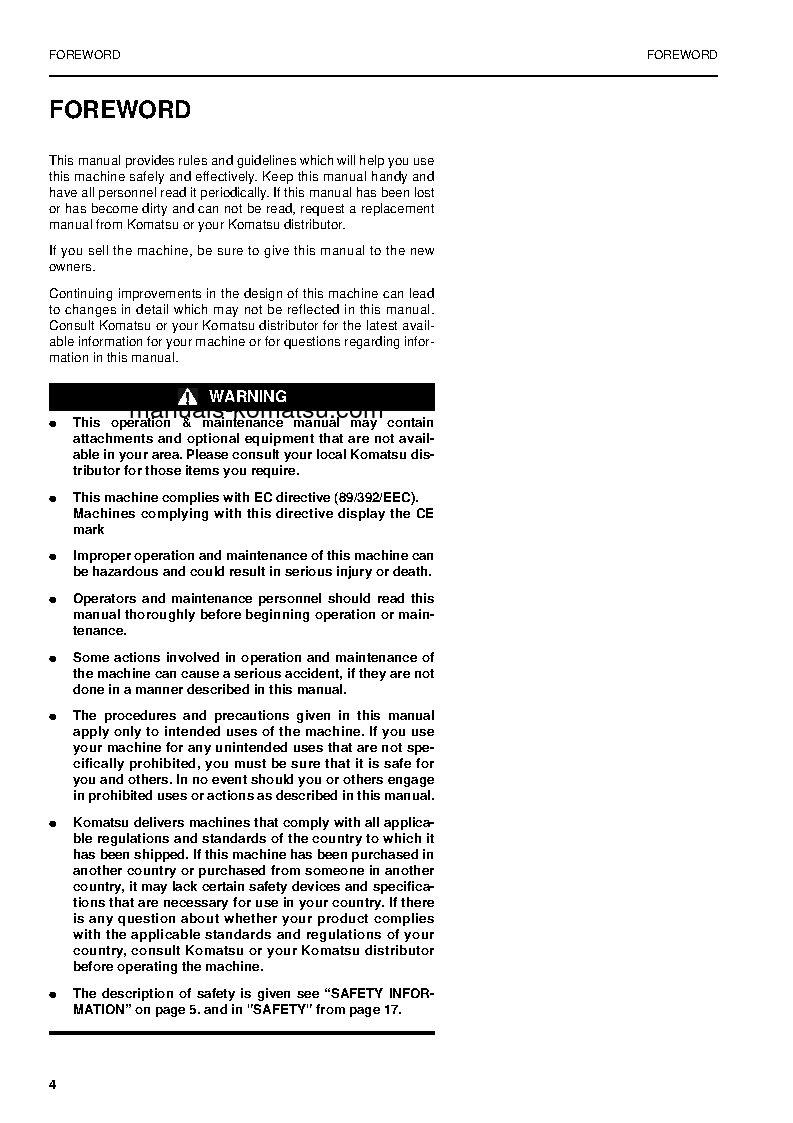 Protected: PW130ES-6(GBR)-K S/N K35001-UP Operation manual (English)