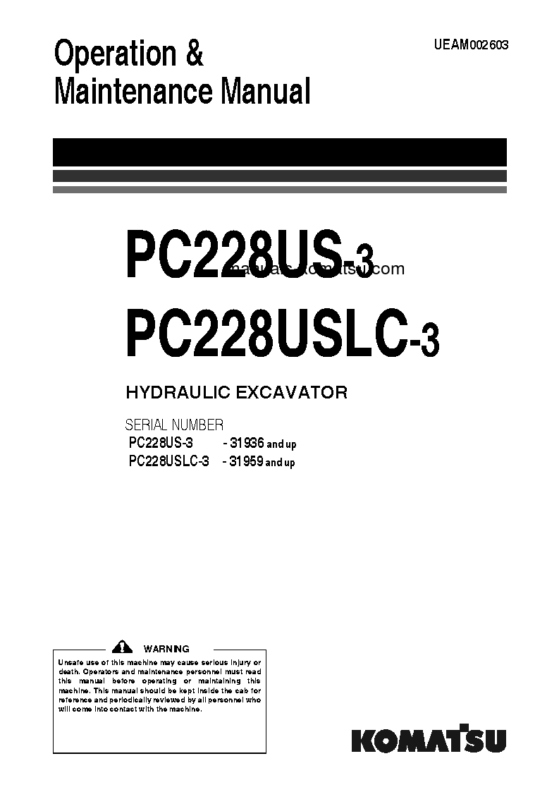 PC228USLC-3(GBR) S/N 31959-UP Operation manual (English)