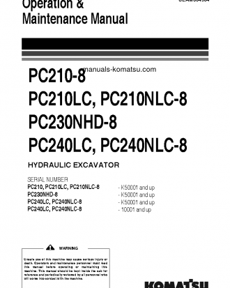 PC210LC-8(GBR) S/N K50001-UP Operation manual (English)