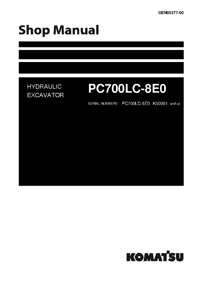 PC700LC-8(GBR)-E0 S/N K50001-UP Shop (repair) manual (English)