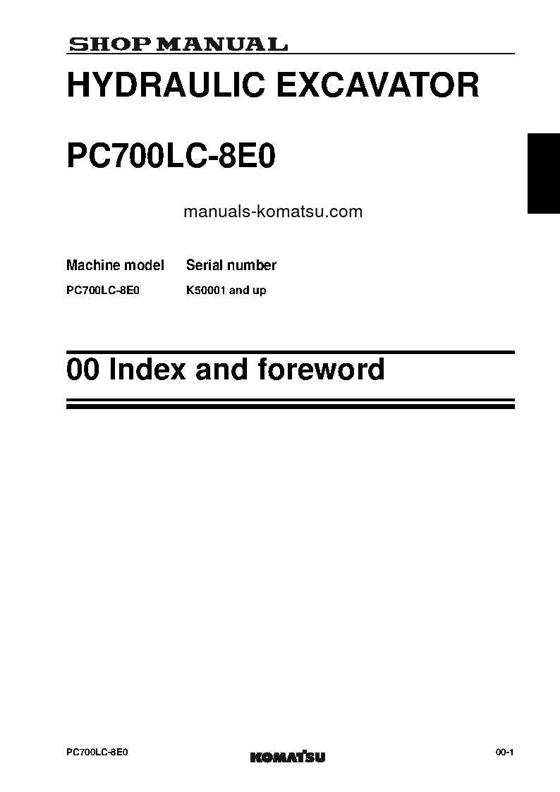 Protected: PC700LC-8(GBR)-E0 S/N K50001-UP Shop (repair) manual (English)