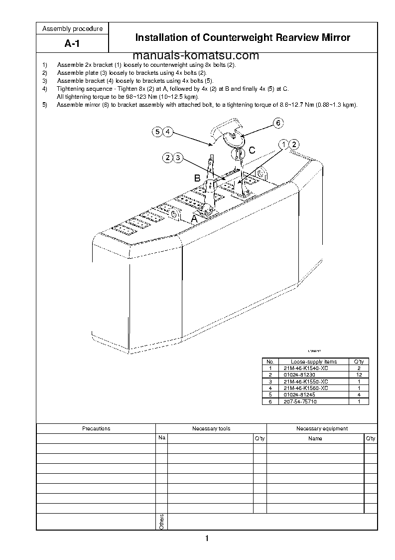 Protected: PC600LC-8(GBR) S/N K50140-UP Field assembly manual (English)